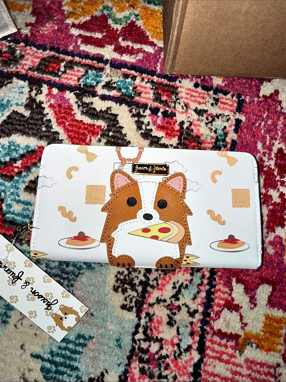 Jackson & Friends Illustrated Dog & Pizza Wallet NWT